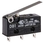 ZF Lever Micro Switch, Solder Terminal, 6 A @ 250 V ac, SPDT