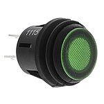 ZF Illuminated Latching Push Button Switch, Panel Mount, DPST, 20.2mm Cutout, Green LED, 125V ac, IP65