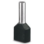 Phoenix Contact, AI-TWIN2X 1.5 - 8 BK Insulated Bootlace Ferrule Kit, 8mm Pin Length, 2.3mm Pin Diameter, Black