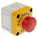 APEM A02ES-I Series Red Emergency Stop Push Button, 2NC, 22mm Cutout, Panel Mount, IP65