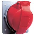 ABB, Easy & Safe IP44 Red Panel Mount 3P + N + E Right Angle Industrial Power Socket, Rated At 32A, 415 V