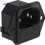 Bulgin C14 Panel Mount IEC Connector Male, 10A, 250 V, Fuse Size 5 x 20mm
