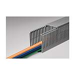 HTWD-PN Grey Slotted Panel Trunking - Open Slot, W60 mm x D100mm, L2m, PVC (184-10268 HTWD-PN-60X100-PVC-GY)