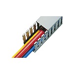 Grey Slotted Panel Trunking - Open Slot, W25 mm x D60mm, L2m, PVC (181-10138 HTWD-PW-25X60-PVC-GY)