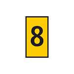 HODS50 Slide On Cable Marker, Black on Yellow, Pre-printed (8), 1.7~3.6mm Cable (531-15354)