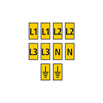 WIC0 Cable Markers, Yellow, Pre-printed (EARTH, L1, L2, L3, N), 2~2.8mm Cable (561-00303)