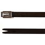 Cable Tie, Roller Ball, 201mm x 7.9 mm, Black Polyester Coated Stainless Steel, Pk-50 (111-00294 MBT8HFC-SP/SS316-BK)