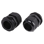 NGM Series Black Nylon Cable Gland, M32 Thread, 18mm Min, 25mm Max, IP68 (NGM32-BLK)