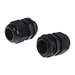 NGM Series Black Nylon Cable Gland, M25 Thread, 13mm Min, 18mm Max, IP68 (NGM25-BLK)