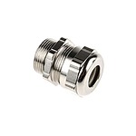 Metallic Nickel Plated Brass Cable Gland, M25 Thread, 10mm Min, 14mm Max, IP68 (260-1450)
