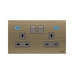 Gold 2 Gang Plug Socket, 2 Poles, 13A, BS, Outdoor Use (2CLA643729N1601)