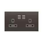 Black 2 Gang Plug Socket, 2 Poles, 13A (2CLA643719N1501 AM239147-S)
