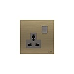 Gold 1 Gang Plug Socket, 1 Pole Poles, 13A, BS, Outdoor Use (2CLA623919N1601)