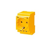 Yellow 1 Gang Plug Socket, 16A, Schuko, Outdoor Use (5TE6810)