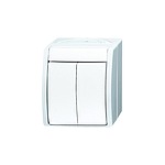 Busch Jaeger - Rocker Light Switch, 1 Way, 2 Gang (2601/5 W-54)