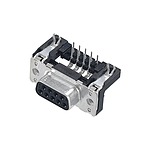Harting 25 Way Right Angle Through Hole D-sub Connector Socket, 2.76mm Pitch, with 4-40 UNC Female Screwlocks, (09663526613)