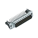 Harting 25 Way Right Angle Through Hole D-sub Connector Plug, 2.76mm Pitch, with 4-40 UNC Threaded Inserts, Boardlocks (09663626816)