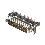 Harting 25 Way Right Angle Through Hole D-sub Connector Plug, 2.76mm Pitch, with 4-40 UNC Female Screwlocks, Boardlocks (09653626813)
