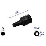 헥사곤 렌치 소켓 (쇼트 타입) (삽입 각 9.52mm)