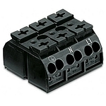 4-conductor chassis-mount terminal strip, 3-pole; PE-N-L1, black