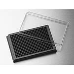 384 Well Low Flange Black Flat Bottom PLystyrene TCㅡTreated Microplates, 10 per Bag, with Lid, Sterile (3571)