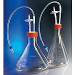 1L PLycarbonate Erlenmeyer Shake Flask with Aseptic Transfer Cap having a 1/4 Dip Tube with Male MPC Disconnect and a 0.2µm Vent, Sterile (431516)