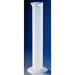 Single Metric Scale, 500mL Reusable Plastic Graduated Cylinder, PLypropylene, TC with Funnel Top (3022P-500)