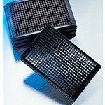 384 well Black with Clear Flat Bottom CellBIND Treated PLystyrene Micropate, with Low Flange, with Generic Barcodes, with Lid, Sterile (3770BC)