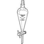 PYREXPLUS Coated 1L Squibb Separatory Funnel, PTFE Product Standard Stopcock, Glass Standard Taper Stopper (66402-1L)