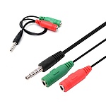 3.5 스테레오 to 3.5 스테레오 M/F2 변환케이블, 이어폰 → 마이크.스피커 Y형 포트변환, SS-AUXL01 (0.19m)