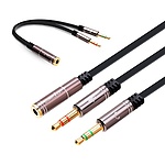 3.5 스테레오 to 3.5 스테레오 F/M2 변환케이블, 마이크.스피커 → 이어폰 Y형 포트변환, SS-AUXH02 (메탈/0.21m)