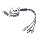 USB-A 2.0 to 3in1 충전케이블, 자동감김 릴케이블, MBF-USB3IN1GY (그레이/1m)