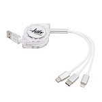 USB-A 2.0 to 3in1 충전케이블, 자동감김 릴케이블, MBF-USB3IN1WH (화이트/1m)