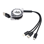 USB-A 2.0 to 3in1 충전케이블, 자동감김 릴케이블, MBF-USB3IN1BK (블랙/1m)