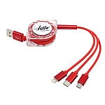 USB-A 2.0 to 3in1 충전케이블, 자동감김 릴케이블, MBF-USB3IN1RD (레드/1m)