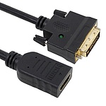 HDMI to DVI-D 듀얼 F/M 변환케이블, JUSTLINK LED HFDMC (블랙/0.2m)