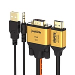RGB(VGA) to HDMI 2.0 변환케이블, 골드메탈, JUSTLINK-VHDC018 (1.8m)