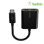 Type-C to Type-C M/F2 Y형 확장케이블, 오디오 + 60W 충전, F7U081btBLK (블랙/0.14m)