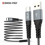 USB-A 2.0 to Type-C 고속 충전케이블, 스위스1753 (블랙/1.2m)