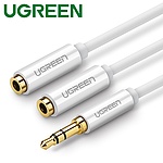 3.5 스테레오 to 3.5 스테레오 M/F2 연장케이블, Y형 이어폰 연장선, U-10739 (화이트/0.2m)