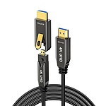 HDMI to HDMI 2.0 광케이블, 다크그레이메탈, 배관용 한쪽 분리형 멀티소켓 (30m)