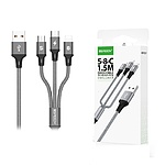 USB-A 2.0 to 3in1 멀티 고속충전 케이블, 스피디 메탈패브릭, (1.5m)