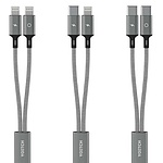 USB-A 2.0 to 2in1 고속 충전케이블, 마운틴로그, C타입/8핀 (실버/1.7m)