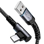 USB-A 2.0 to Type-C 고속 충전케이블, 한쪽 90도 꺽임, WU5171-1M (1m)