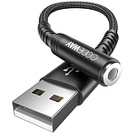 USB-A 2.0 to 3.5 스테레오 M/F 변환케이블, 4극 외장형 사운드카드, WA6135 (0.18m)