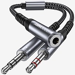 3.5 스테레오 to 3.5 스테레오 M2/F 연장케이블, 4극 Y형 이어폰 연장선, WA235MF (0.28m)