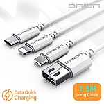 USB-A 2.0 to Type-C 20W 고속 충전케이블, DR-NEW CABLE-150-CP (화이트1.5m)