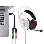 Type-C to 3.5 스테레오 M/F2 변환케이블, C타입 → 마이크.스피커 Y형 포트변환 (화이트/0.13m)