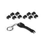 포트 잠금장치, 스틱형 RJ-45 락, LINDY-40470 (블랙/보안키1개+커넥터 10개)