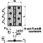 평형 경첩(L102×W70×t1.8) 구멍 아키